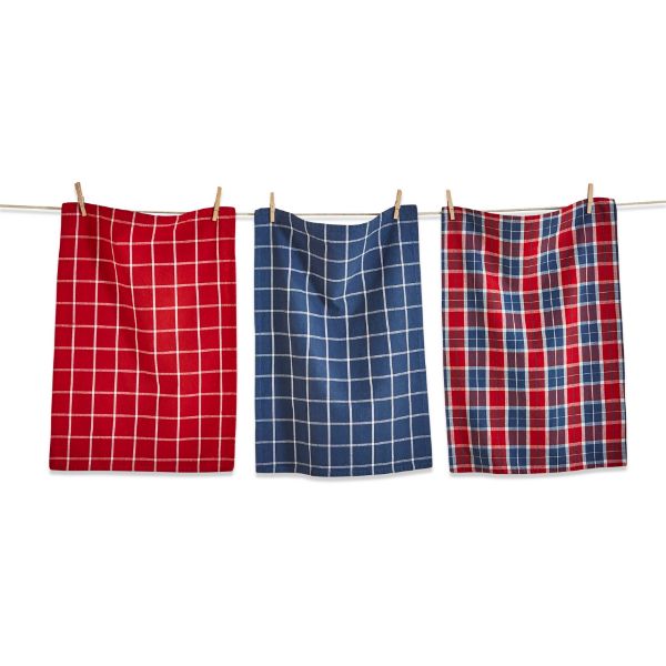 American Rustic Plaid Dish Towel Set  TAG   