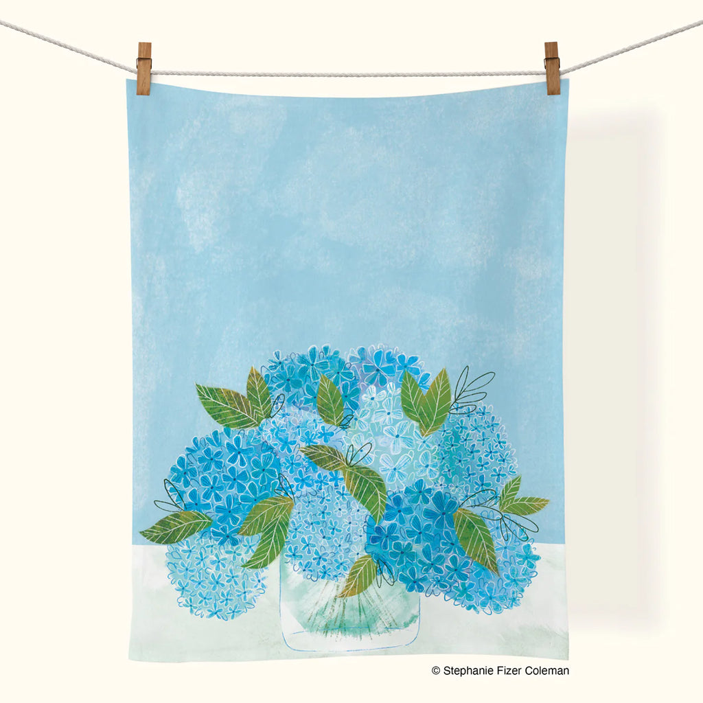 Blue Hydrangeas Tea Towel  Werkshoppe   