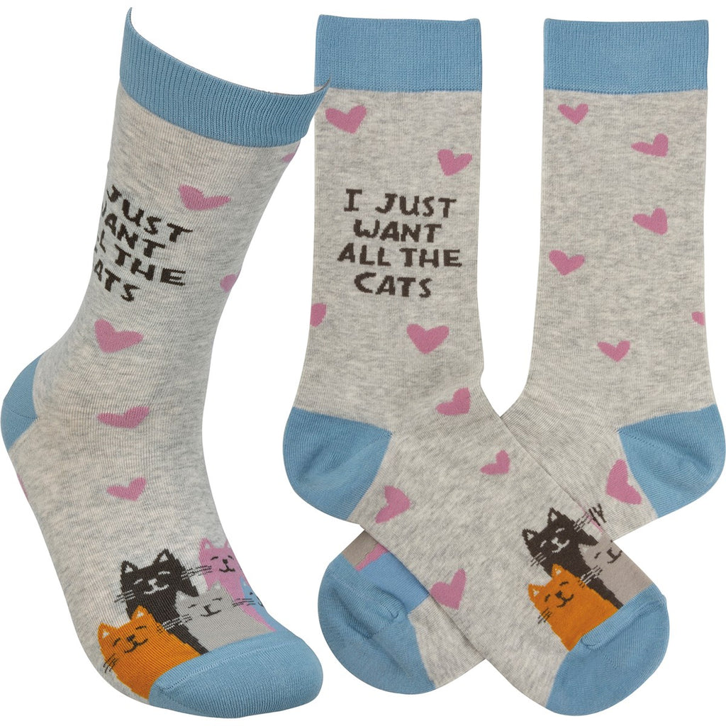 I Just Want All The Cats Socks  Primitives by Kathy   