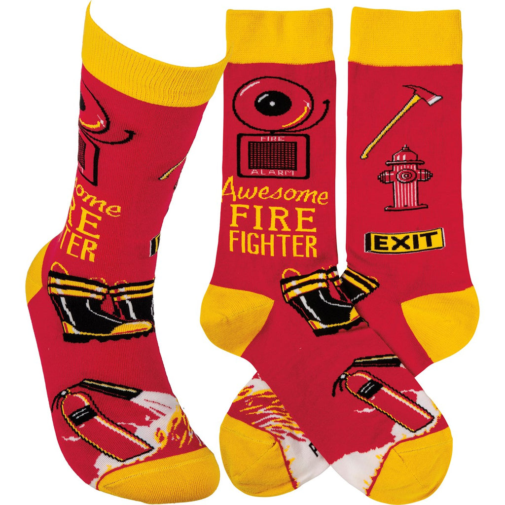 Awesome Firefighter Socks  Primitives by Kathy   