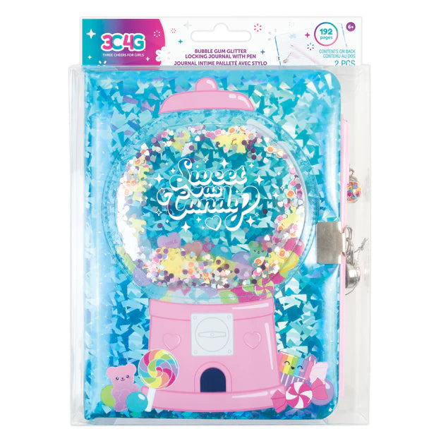 Bubble Gum Glitter Locking Journal w/ Pen  Make It Real   