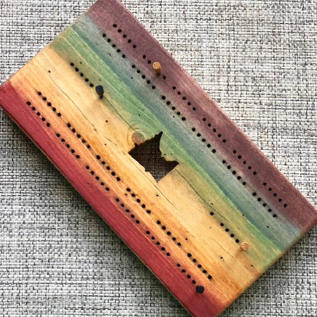 MN Rainbow Cribbage Board  Hagen & Oats   