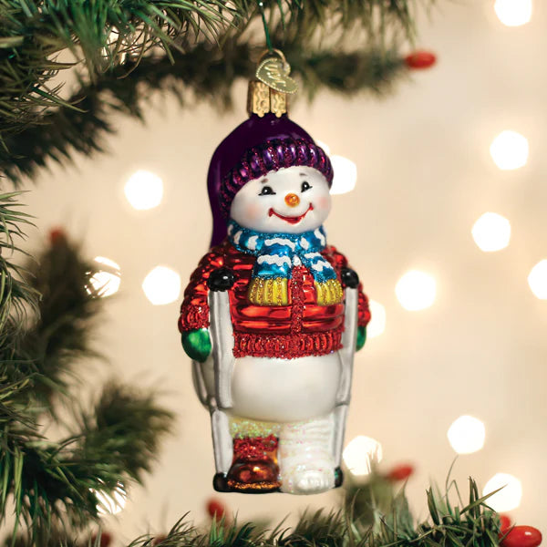 Snowman with Crutches Ornament  Old World Christmas   