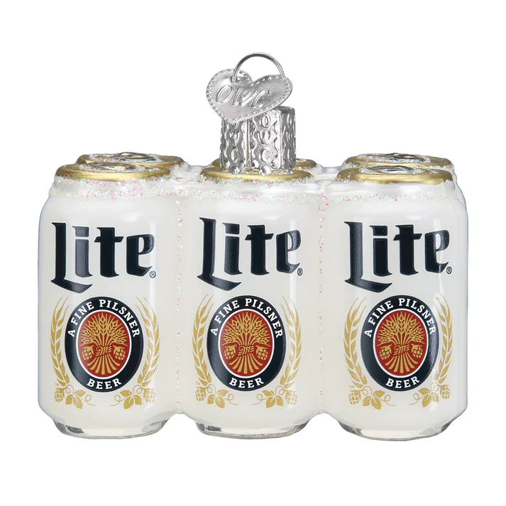 Miller Lite Six Pack Glass Ornament  Old World Christmas   