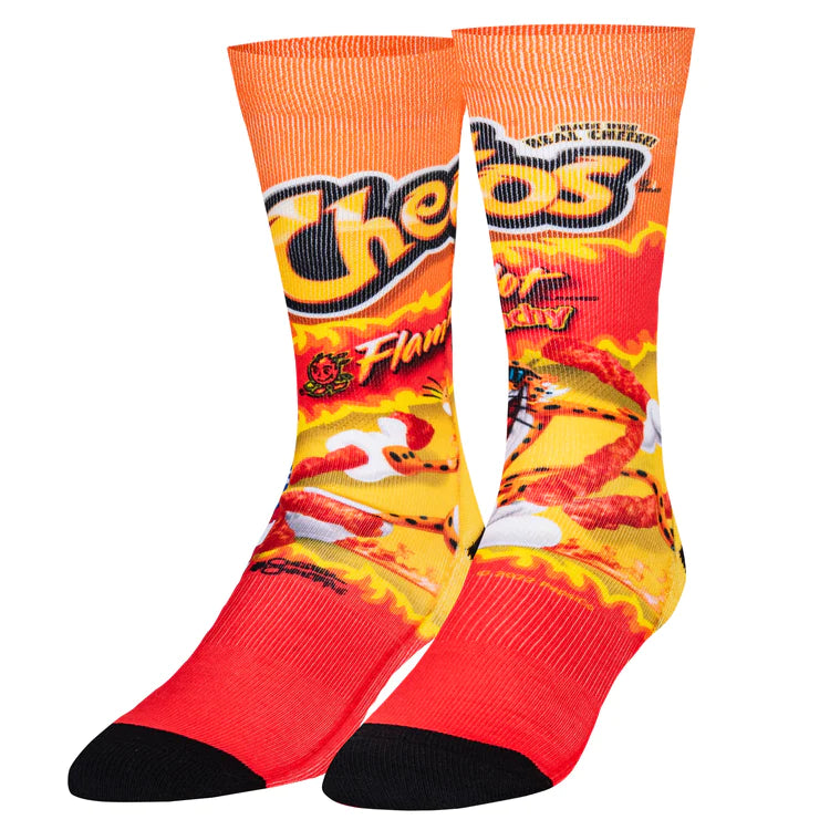 Food Themed Mens Crew Socks  Cool Sox Cheetos Flamin' Hot  