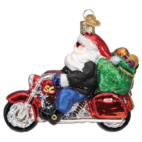 Biker Santa Glass Ornament  Old World Christmas   