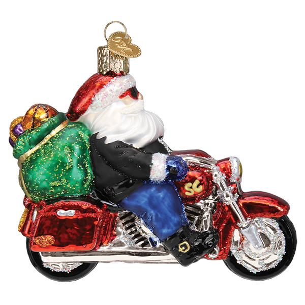 Biker Santa Glass Ornament  Old World Christmas   