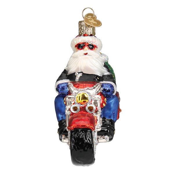 Biker Santa Glass Ornament  Old World Christmas   