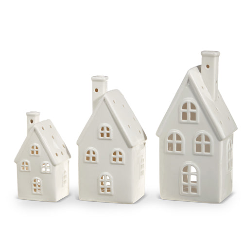 White Ceramic Houses  Raz   