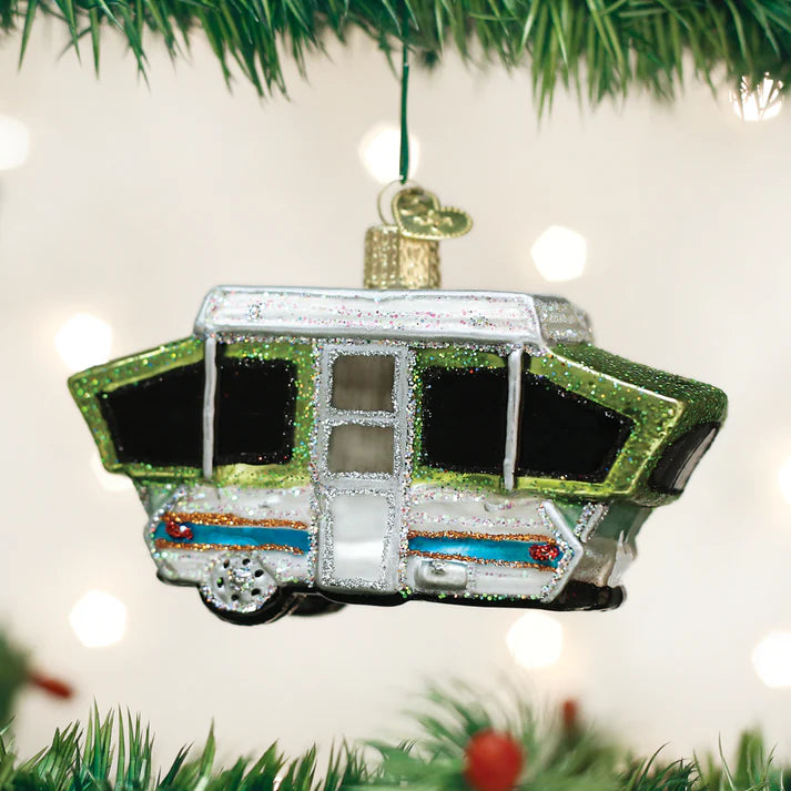 Tent Camper Glass Ornament  Old World Christmas   