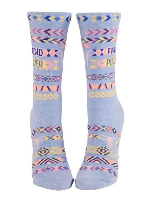 Friend Power Women's Crew Socks  Blue Q   