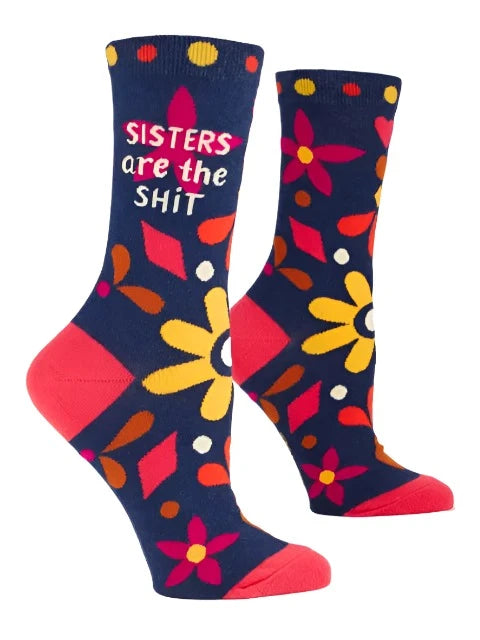 Sisters Are The Shit Women's Crew Socks  Blue Q   