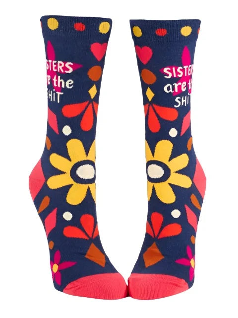 Sisters Are The Shit Women's Crew Socks  Blue Q   