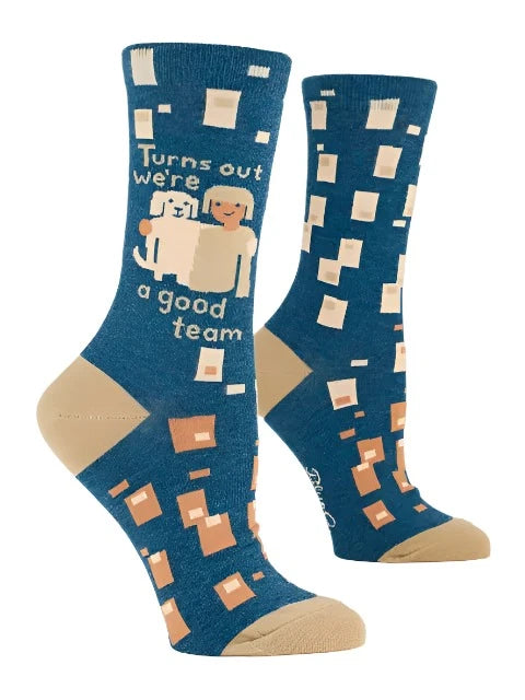 We're a Good Team Women's Crew Socks  Blue Q   