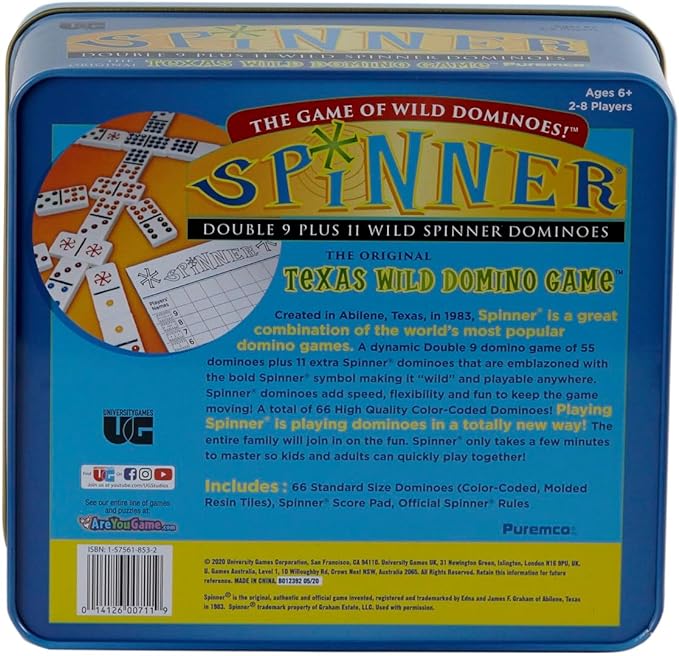 Spinner Double 9 Dominoes  University Games   