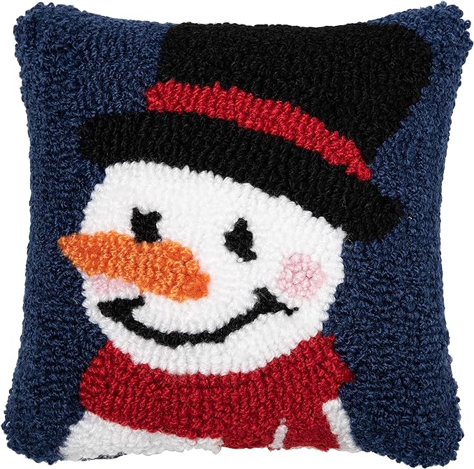 Snowman Wishes Hooked Pillow  C & F   