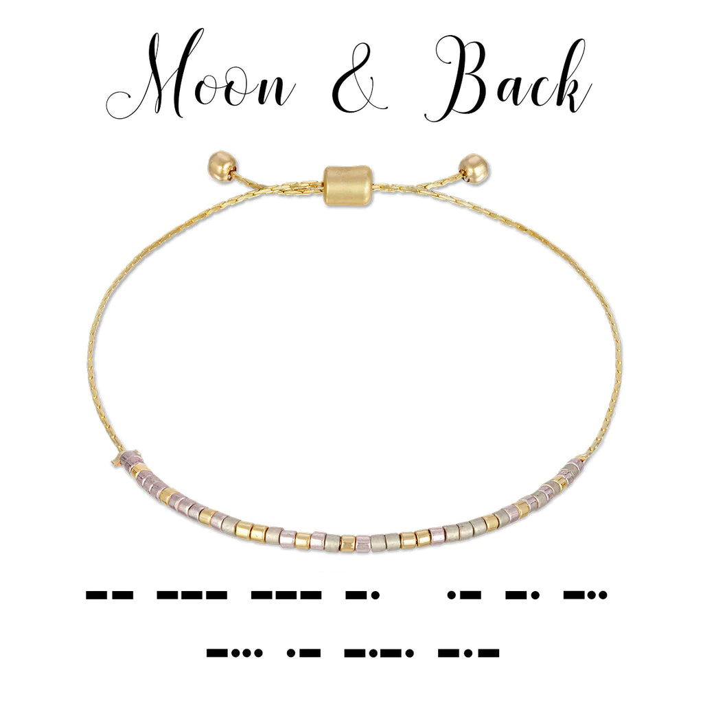 Moon & Back Morse Code Bracelet  Dot & Dash Design   