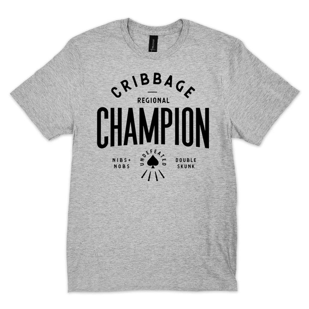 Cribbage Champion Grey T-Shirt  218 Clothing   