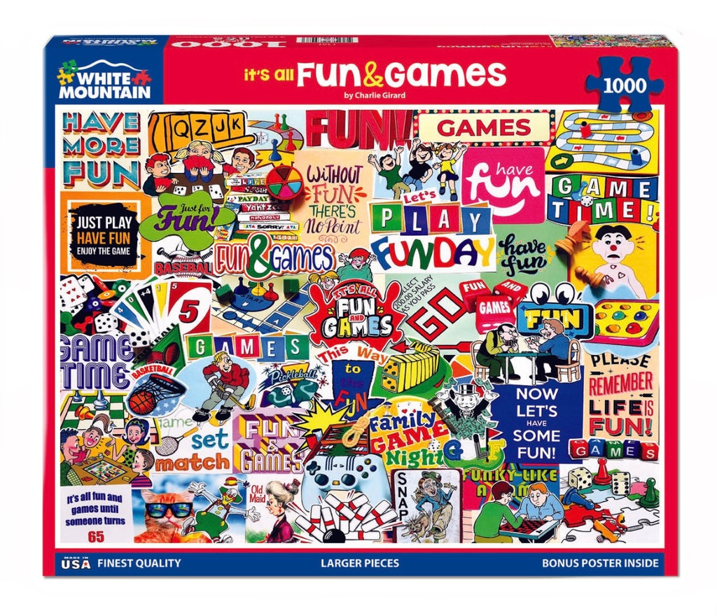 It's All Fun & Games 1000 Piece Puzzle  White Mountain Puzzles   