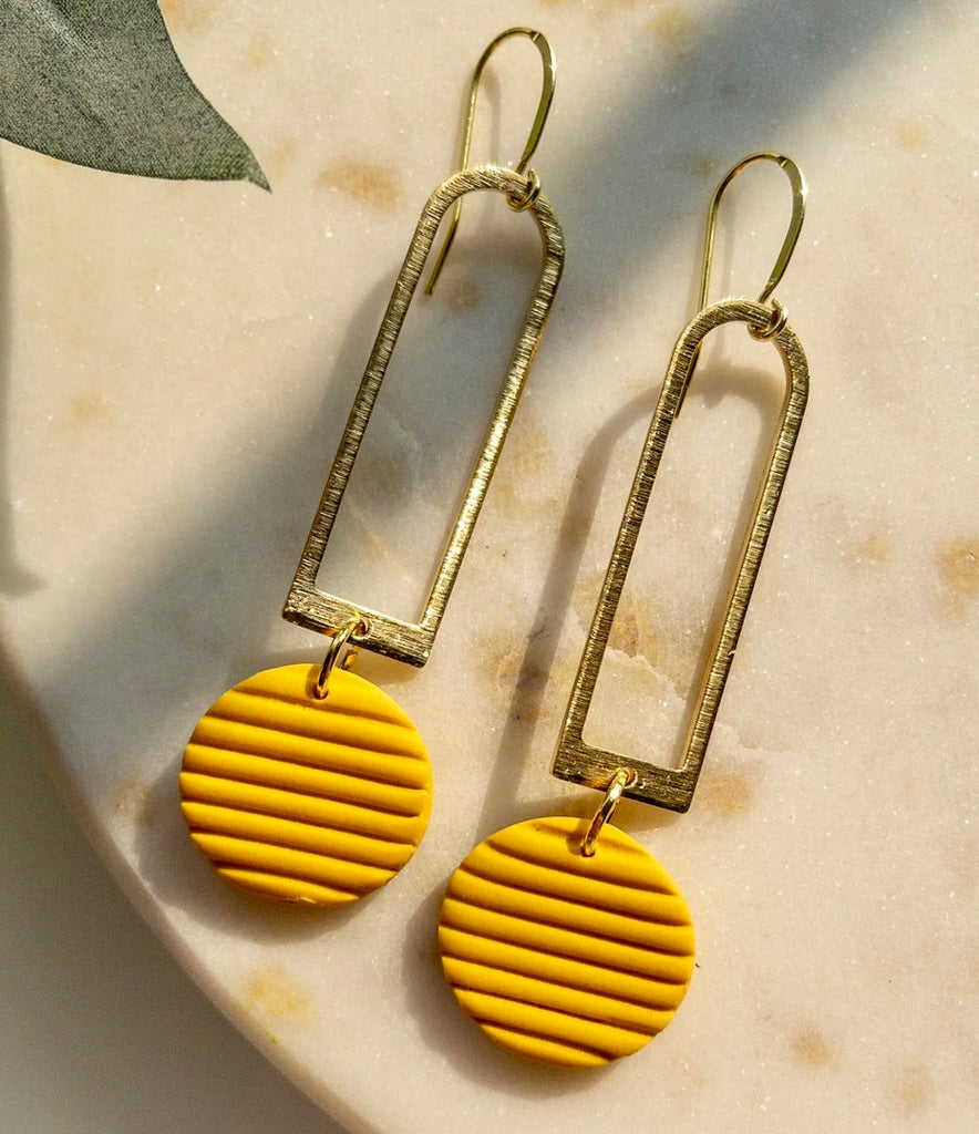 Gold Mimi Drop Earrings  Katie White Designs Mustard  