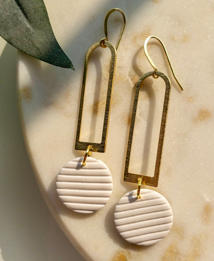 Gold Mimi Drop Earrings  Katie White Designs White  