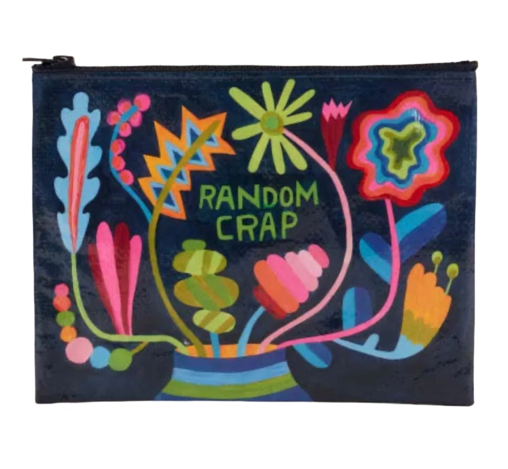 Random Crap Floral Zipper Pouch  Blue Q   