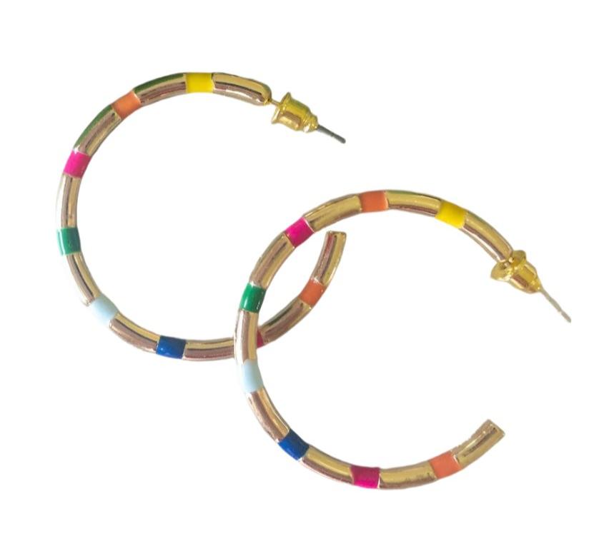 Rainbow Hoop Earrings  Katie White Designs   