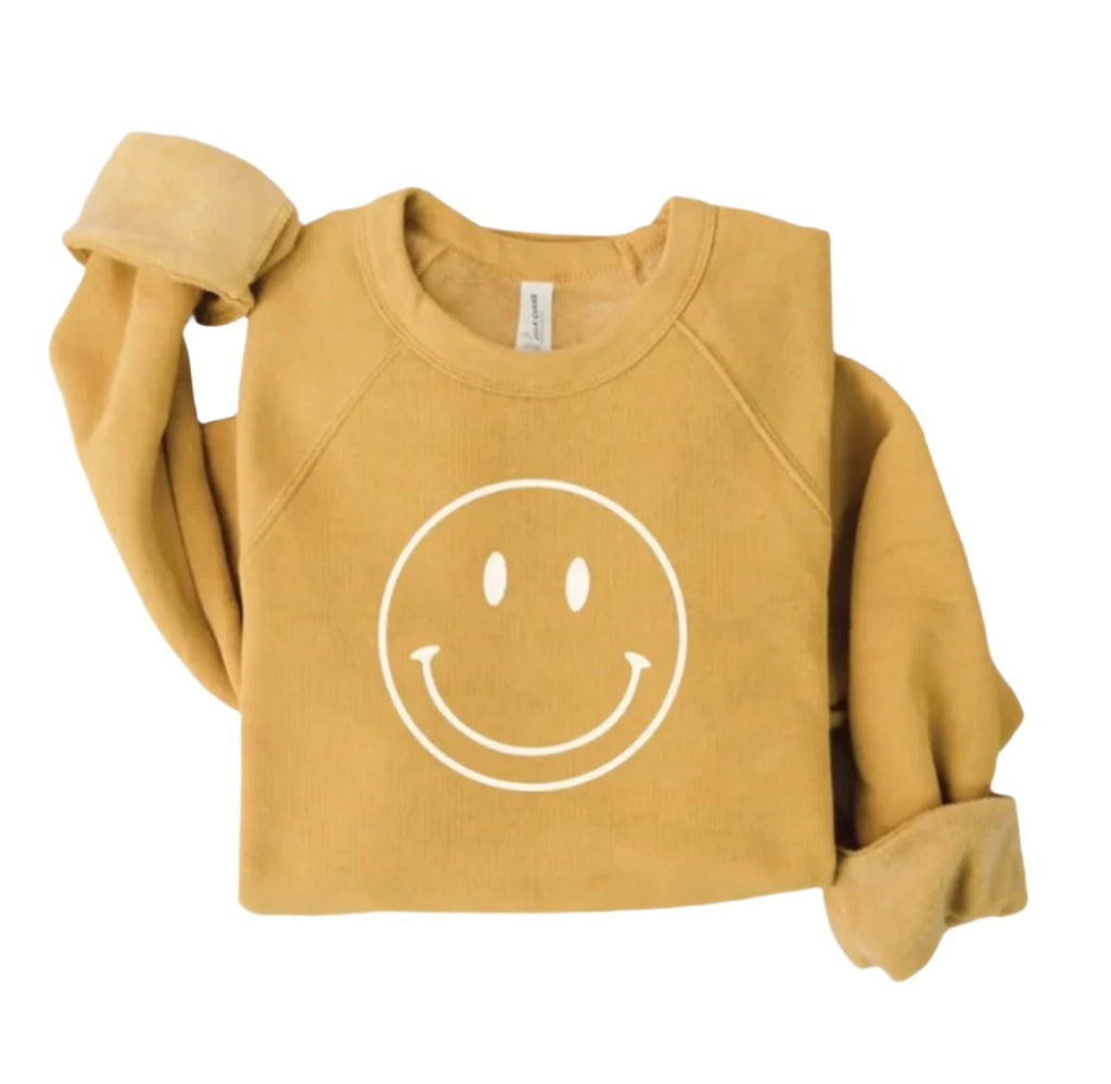 Smiley Face Sweatshirt- Heather Mustard  Oat Collective   