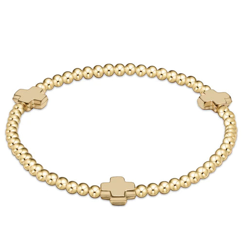 Signature Cross Gold Pattern Bead Bracelet  Enewton   