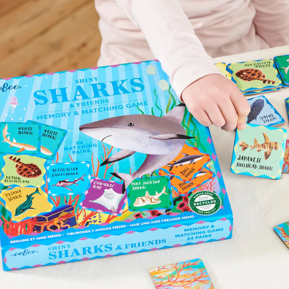 Sharks & Friends Shiny Memory Matching Game  Eeboo   