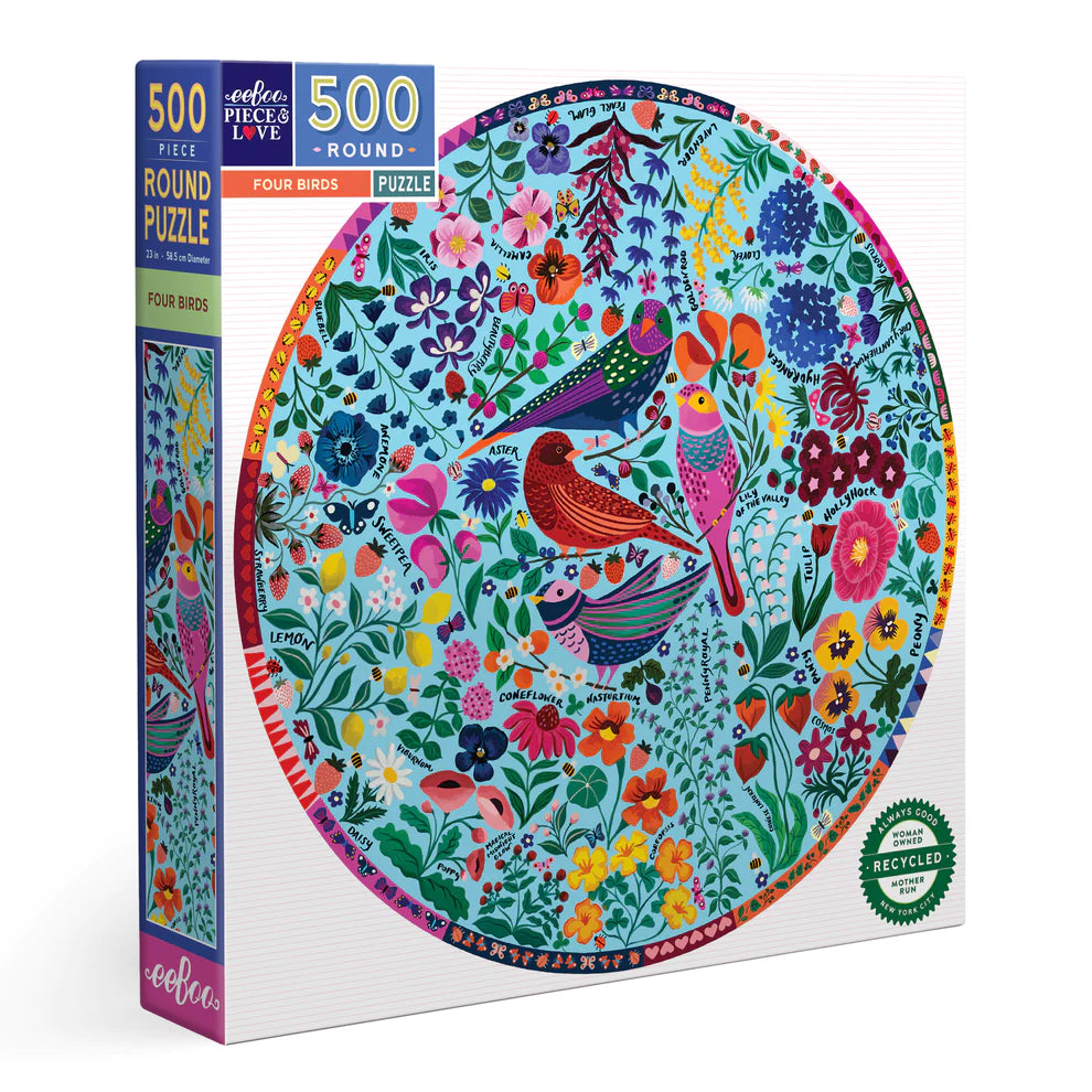 Four Birds 500 Pc Round Puzzle  Eeboo   