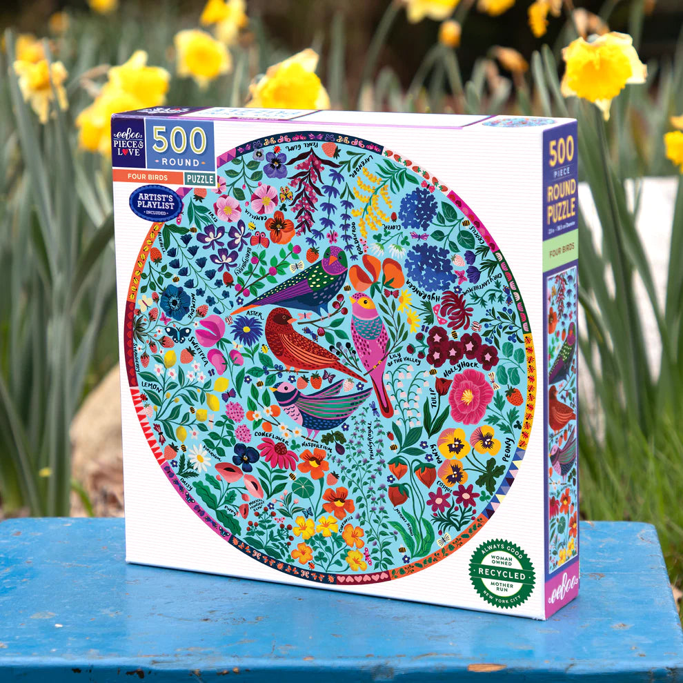 Four Birds 500 Pc Round Puzzle  Eeboo   