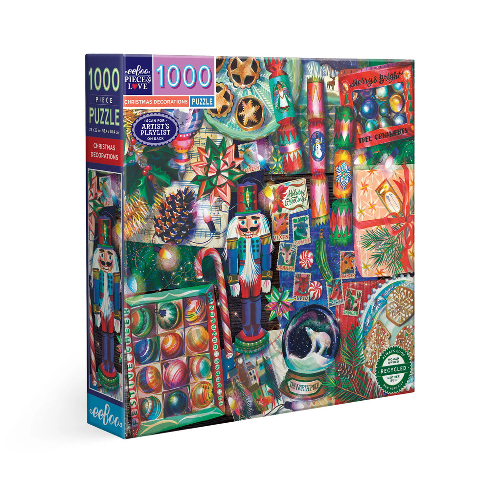 Christmas Decorations 1000 Pc Puzzle  Eeboo   