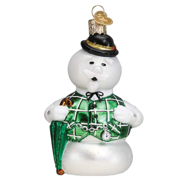 Sam the Snowman Glass Ornament  Old World Christmas   