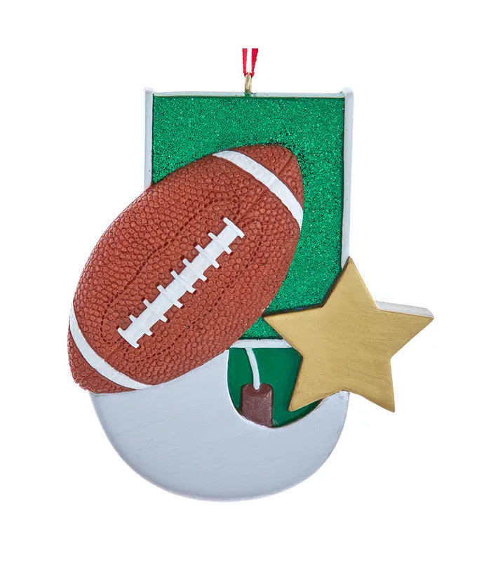 Football w/ Star Personalized Ornament  Kurt Adler   