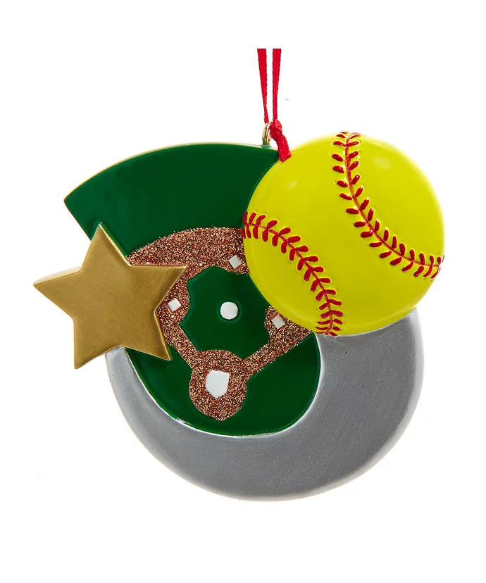 Softball Personalized Ornament  Kurt Adler   