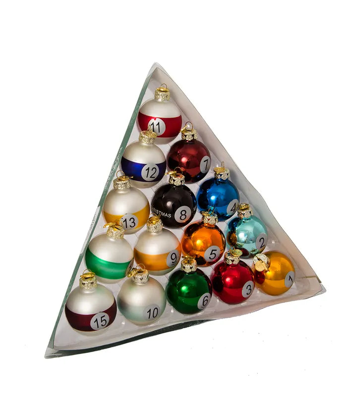 Glass Pool Balls Ornament Set  Kurt Adler   