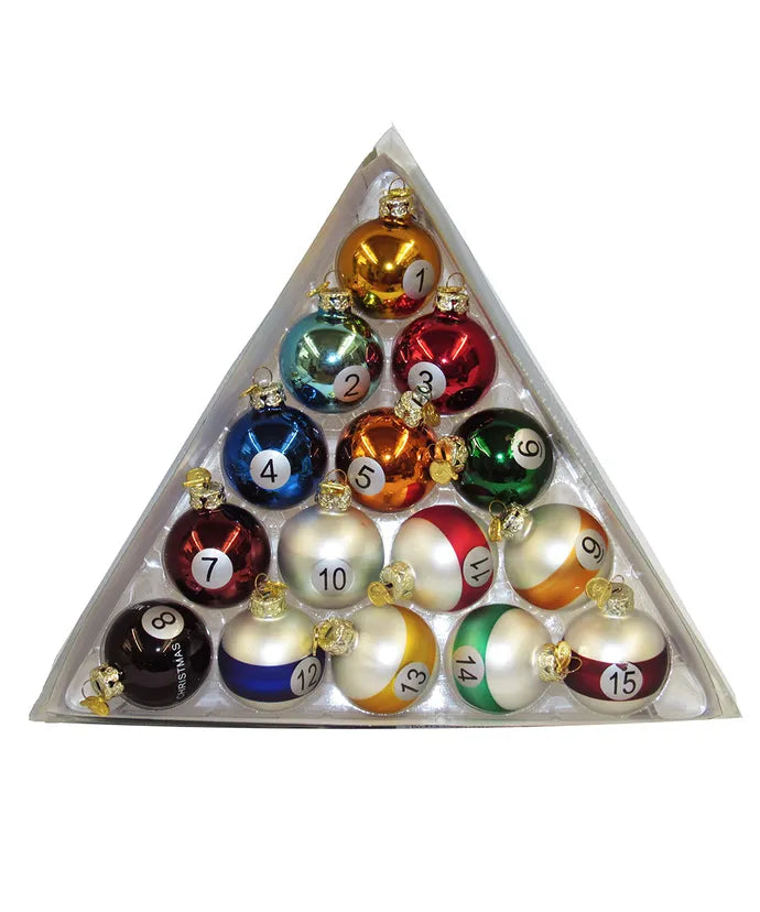 Glass Pool Balls Ornament Set  Kurt Adler   