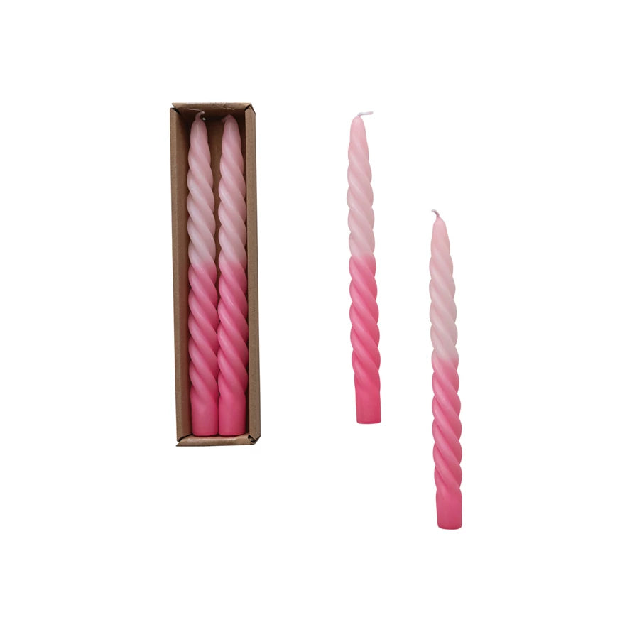 Pink Twisted Taper Candles  Creative Co-Op   