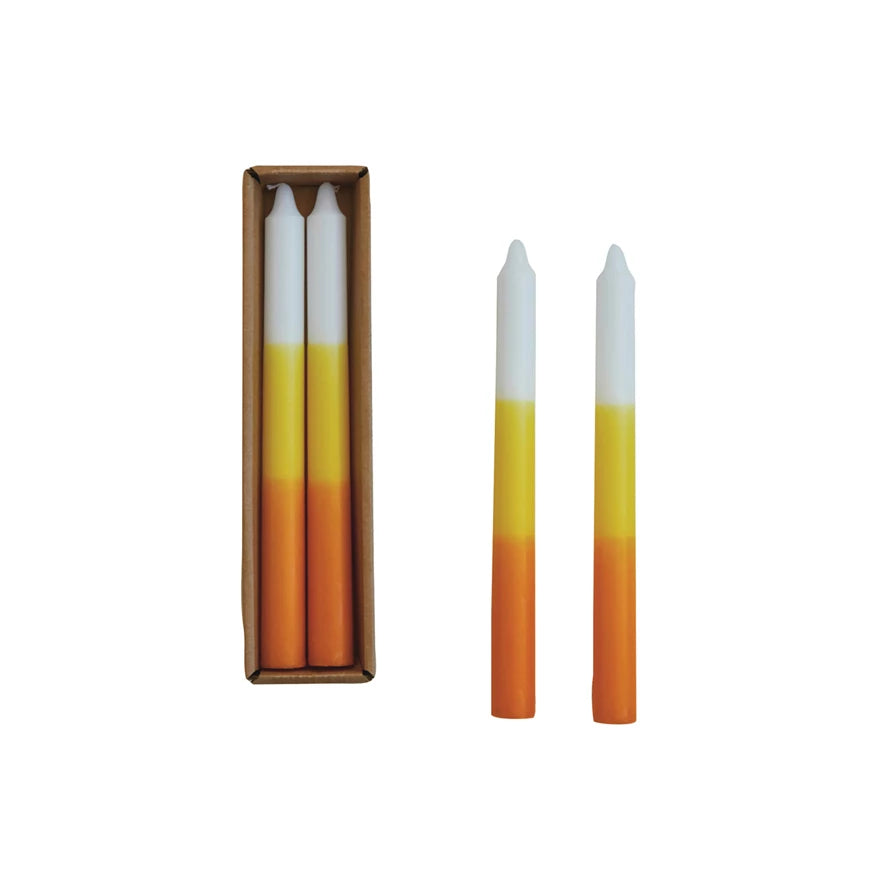 White, Yellow, Orange Taper Candle Set  Creative Co-Op   