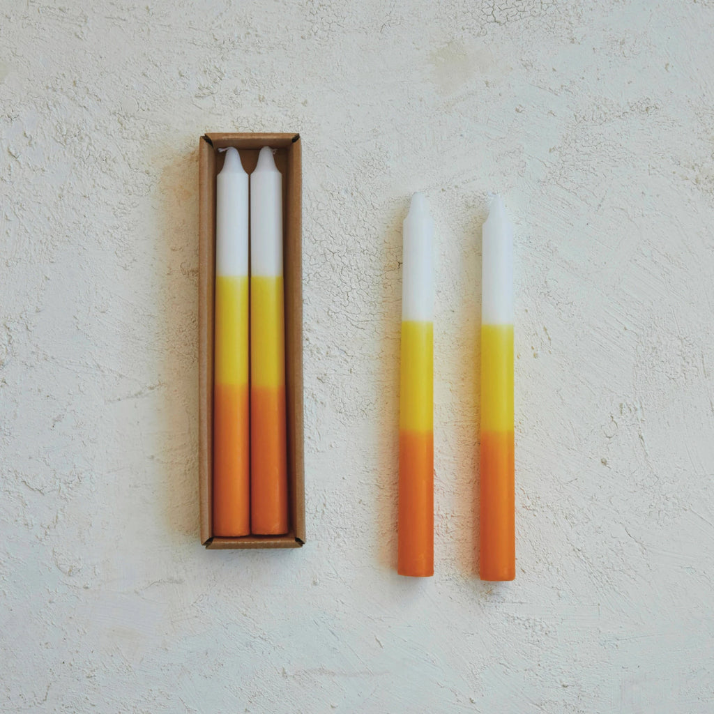 White, Yellow, Orange Taper Candle Set  Creative Co-Op   