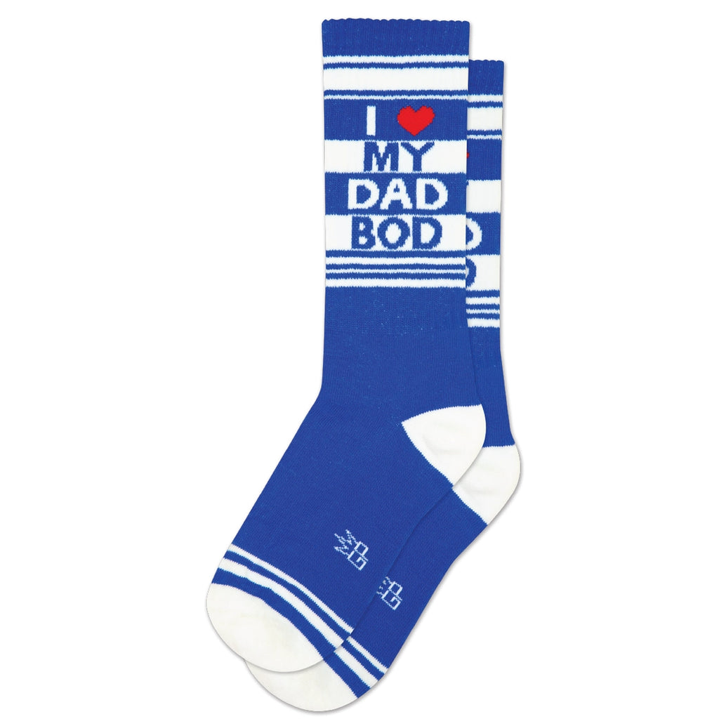 I Love My Dad Bod Gym Crew Socks  Gumball Poodle   