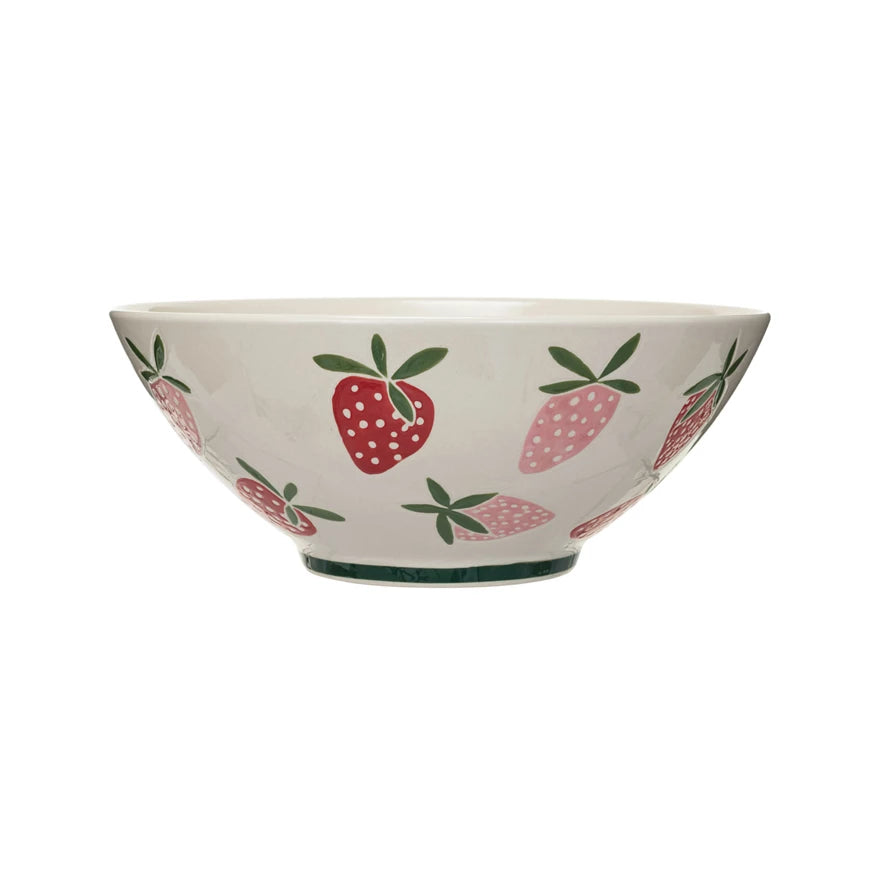 Strawberries Stoneware Bowl  Creative Co-Op   