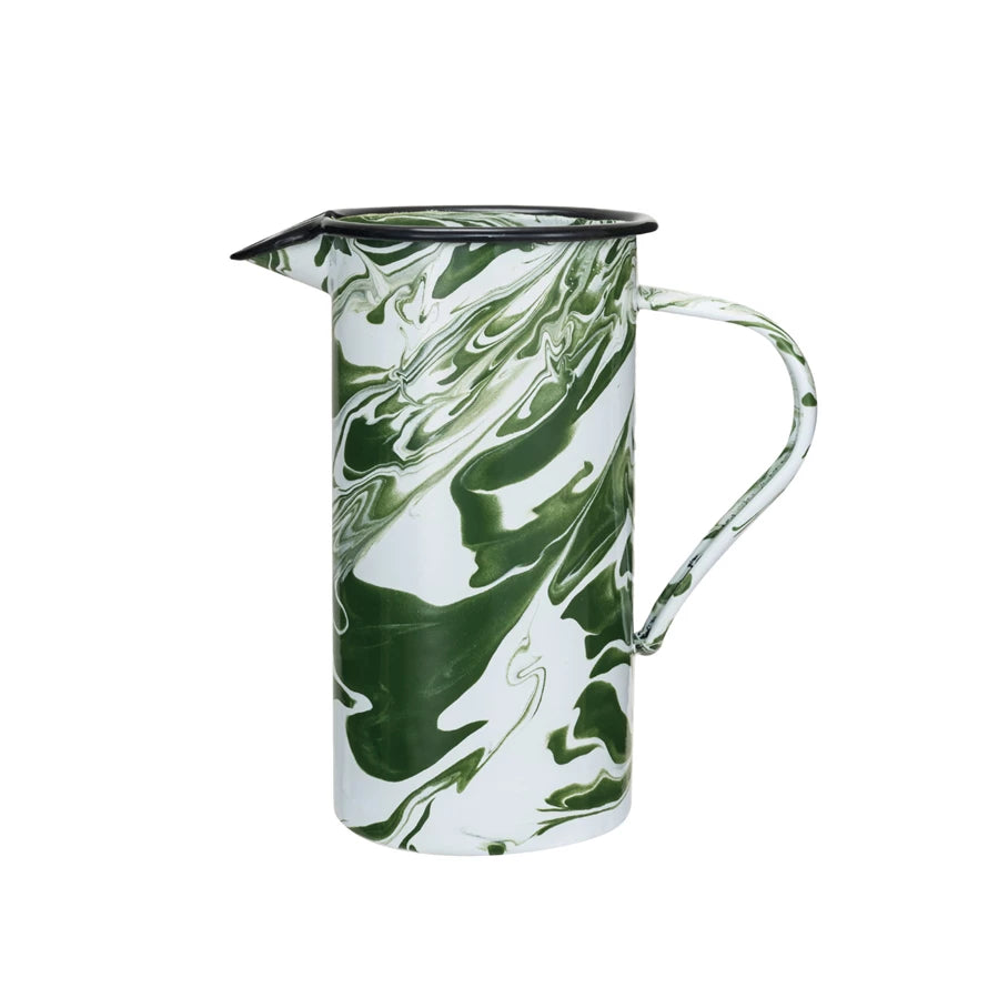 Green Marbled Enameled Pitcher  Creative Co-Op   