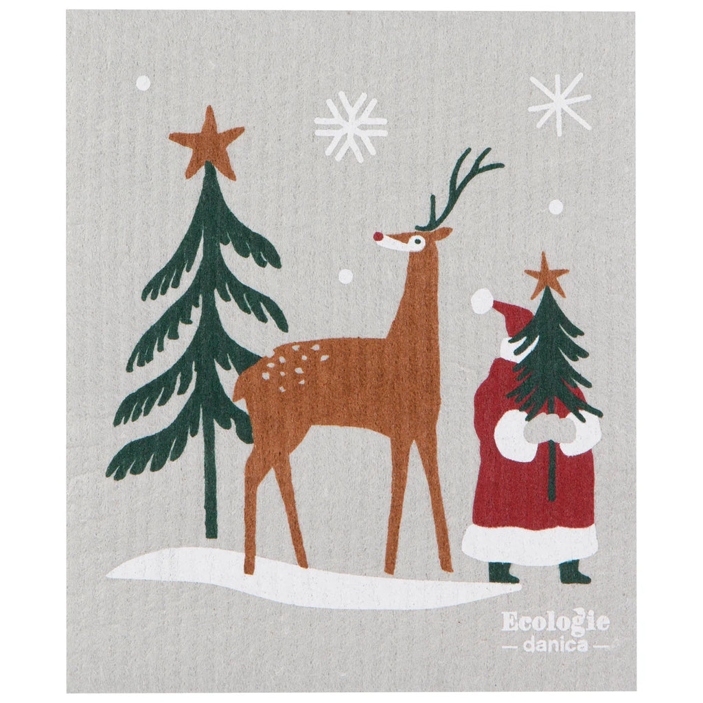 Holiday Swedish Sponge Cloth  Now Designs Santa's Reindeer  