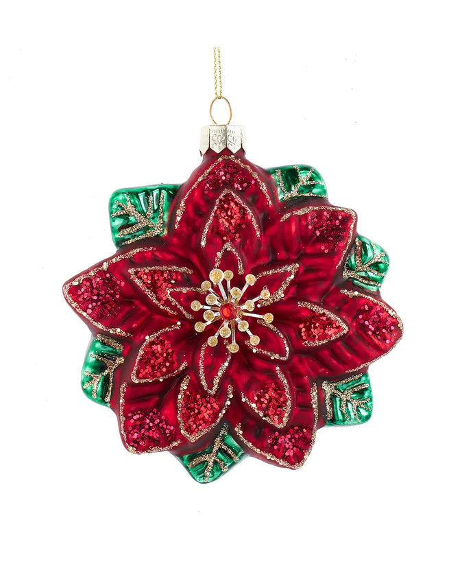 Glass Poinsettia Ornament  Kurt Adler   