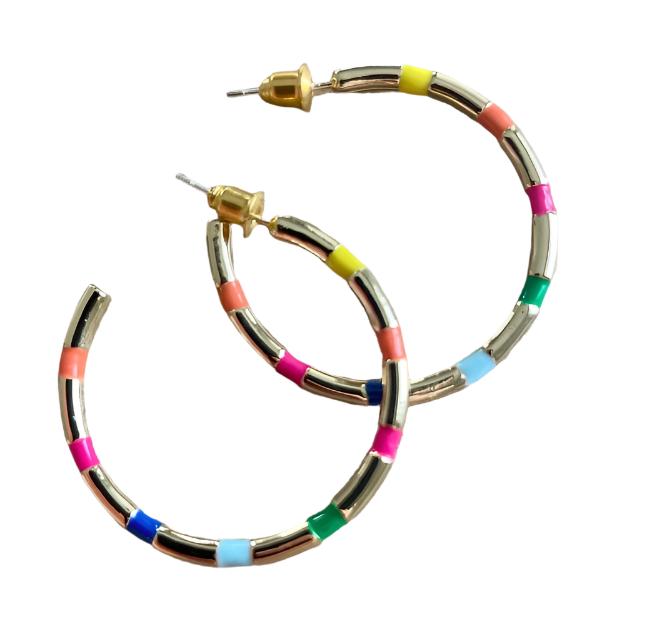 Rainbow Hoop Earrings  Katie White Designs   