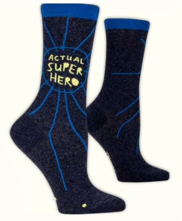 Actual Superhero Women's Ankle Socks  Blue Q   