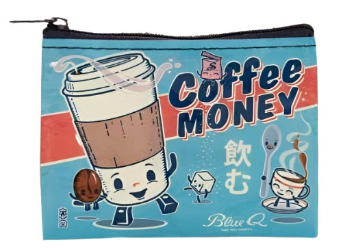 Coffee Money Coin Purse  Blue Q   