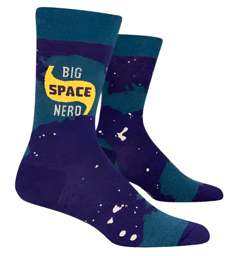 Big Space Nerd Men's Crew Socks  Blue Q   